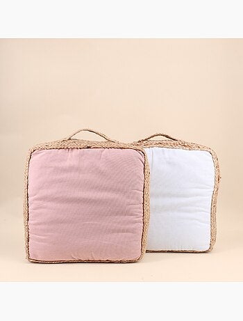 Coussin de sol en tissu et jute 40x40cm