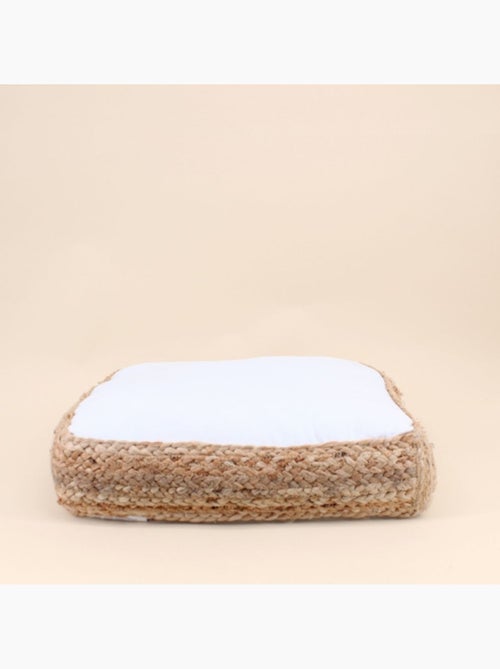 Coussin de sol en tissu et jute 40x40cm - Kiabi Coussin de sol en tissu et jute 40x40cm - Kiabi
