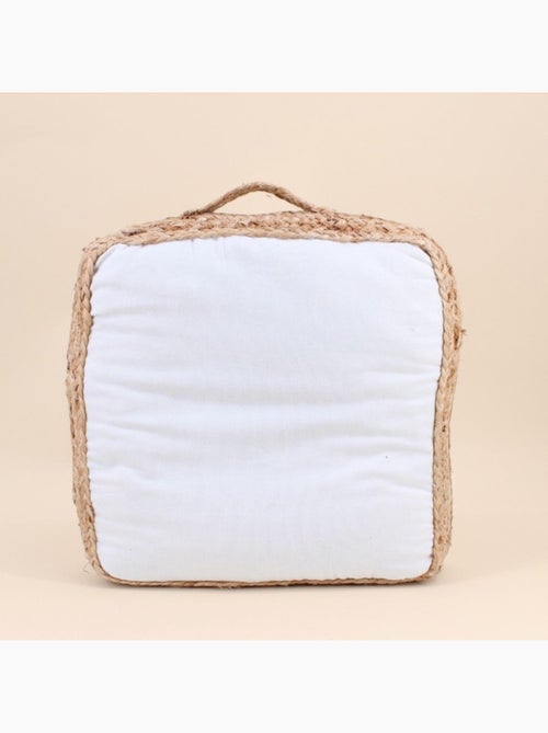 Coussin de sol en tissu et jute 40x40cm - Kiabi Coussin de sol en tissu et jute 40x40cm - Kiabi