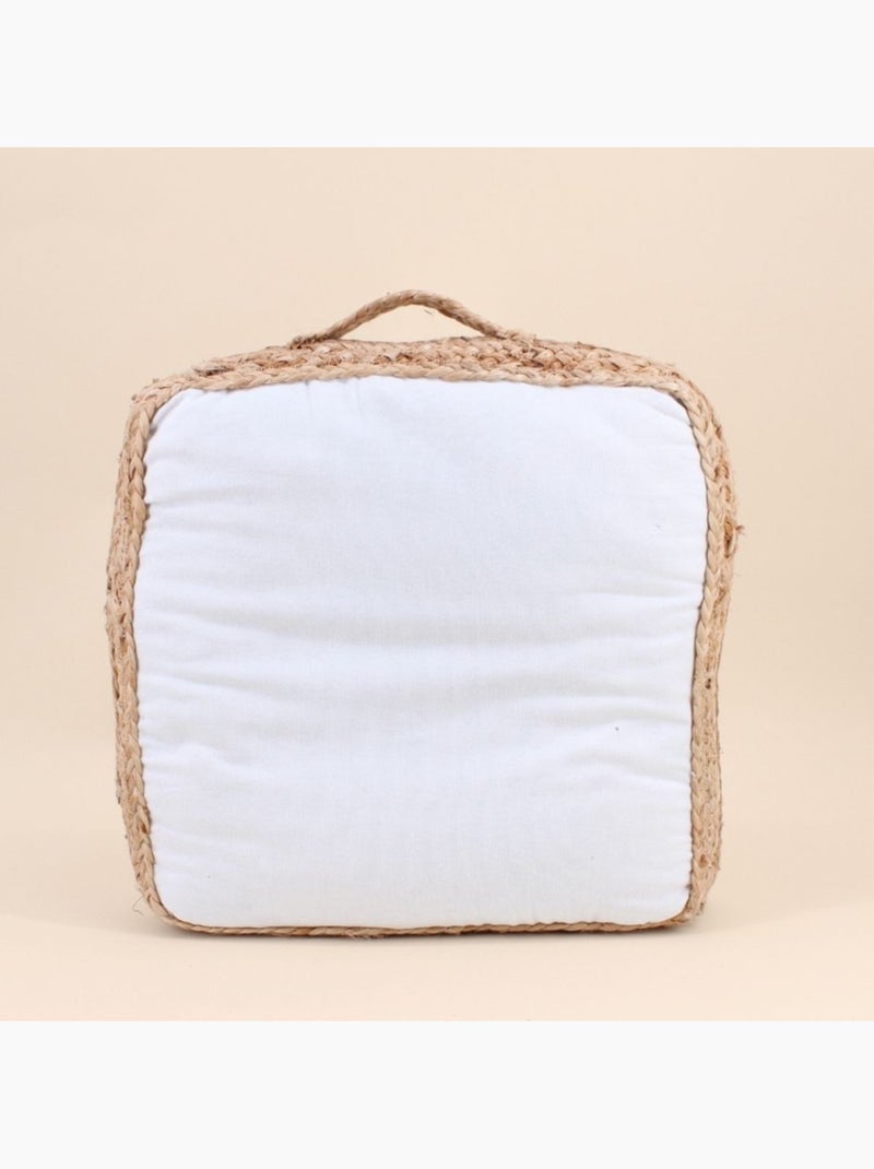 Coussin de sol en tissu et jute 40x40cm Blanc - Kiabi
