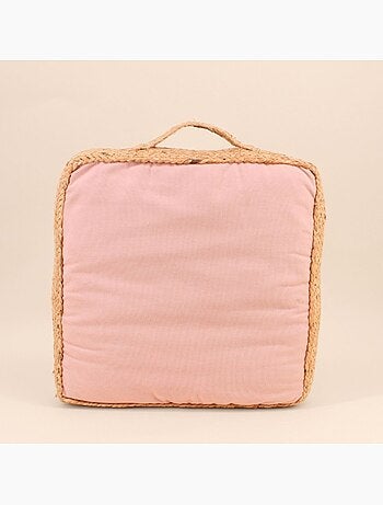 Coussin de sol en tissu et jute 40x40cm