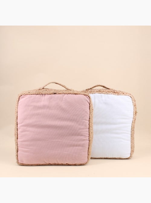 Coussin de sol en tissu et jute 40x40cm - Kiabi Coussin de sol en tissu et jute 40x40cm - Kiabi