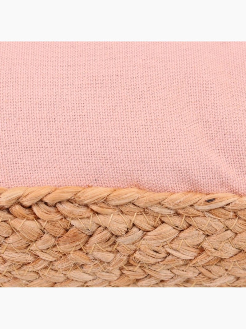 Coussin de sol en tissu et jute 40x40cm Rose - Kiabi