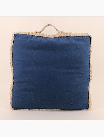 Coussin de sol en tissu et jute 50x50cm