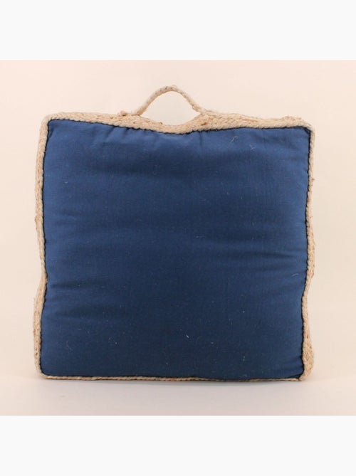 Coussin de sol en tissu et jute 50x50cm - Kiabi Coussin de sol en tissu et jute 50x50cm - Kiabi