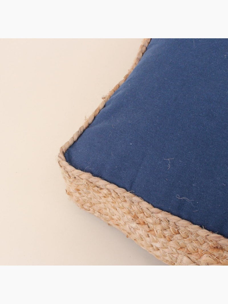 Coussin de sol en tissu et jute 50x50cm Bleu - Kiabi