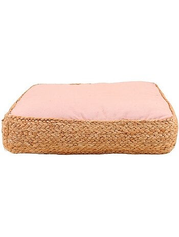 Coussin de sol en tissu et jute 50x50cm