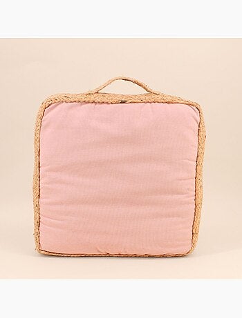 Coussin de sol en tissu et jute 50x50cm