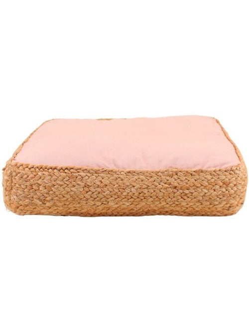 Coussin de sol en tissu et jute 50x50cm - Kiabi Coussin de sol en tissu et jute 50x50cm - Kiabi