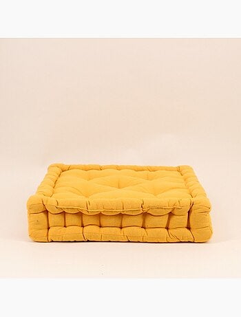 Coussin de sol en tissu jaune 40x40cm