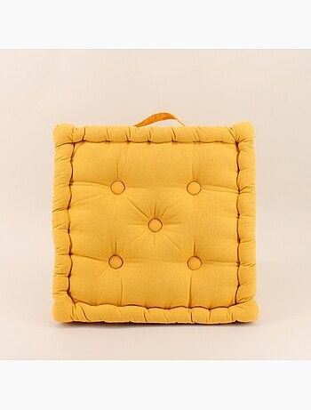 Coussin de sol en tissu jaune 40x40cm