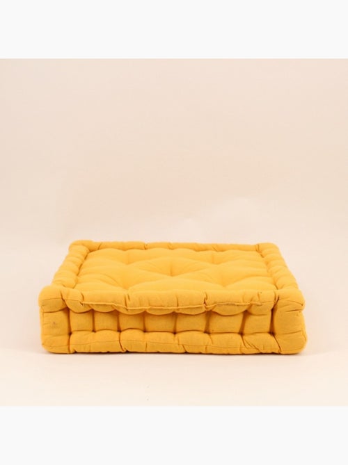 Coussin de sol en tissu jaune 40x40cm - Kiabi