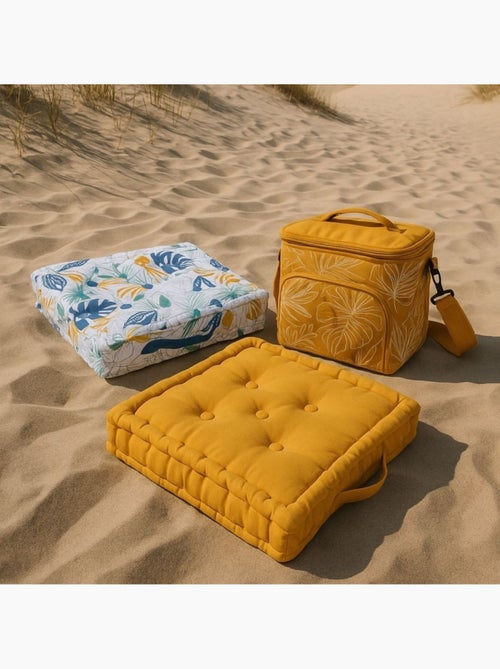 Coussin de sol en tissu jaune 40x40cm - Kiabi