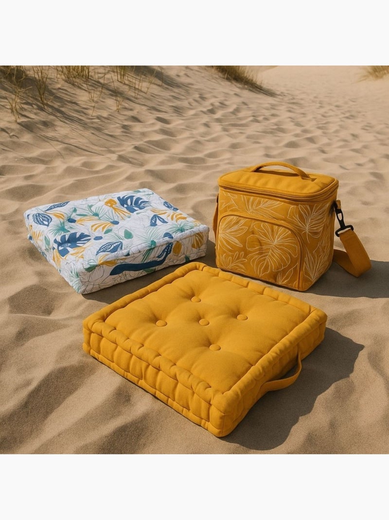 Coussin de sol en tissu jaune 40x40cm Jaune - Kiabi