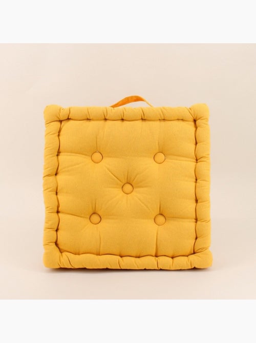 Coussin de sol en tissu jaune 40x40cm - Kiabi