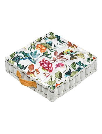 Coussin de sol fleuri blanc 40 cm