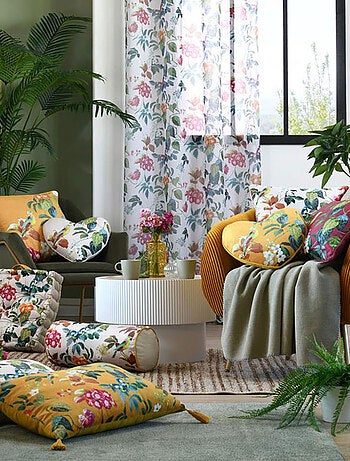 Coussin de sol fleuri blanc 40 cm