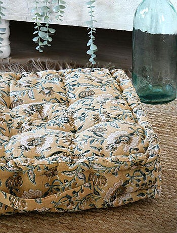 Coussin de sol fleuri coton 40 cm