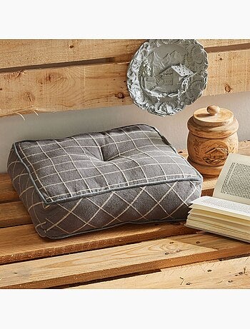 Coussin de sol imprimé a carreaux coton MOUNTAIN