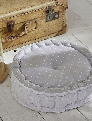 Coussin de sol imprimé a pois coton CHARME