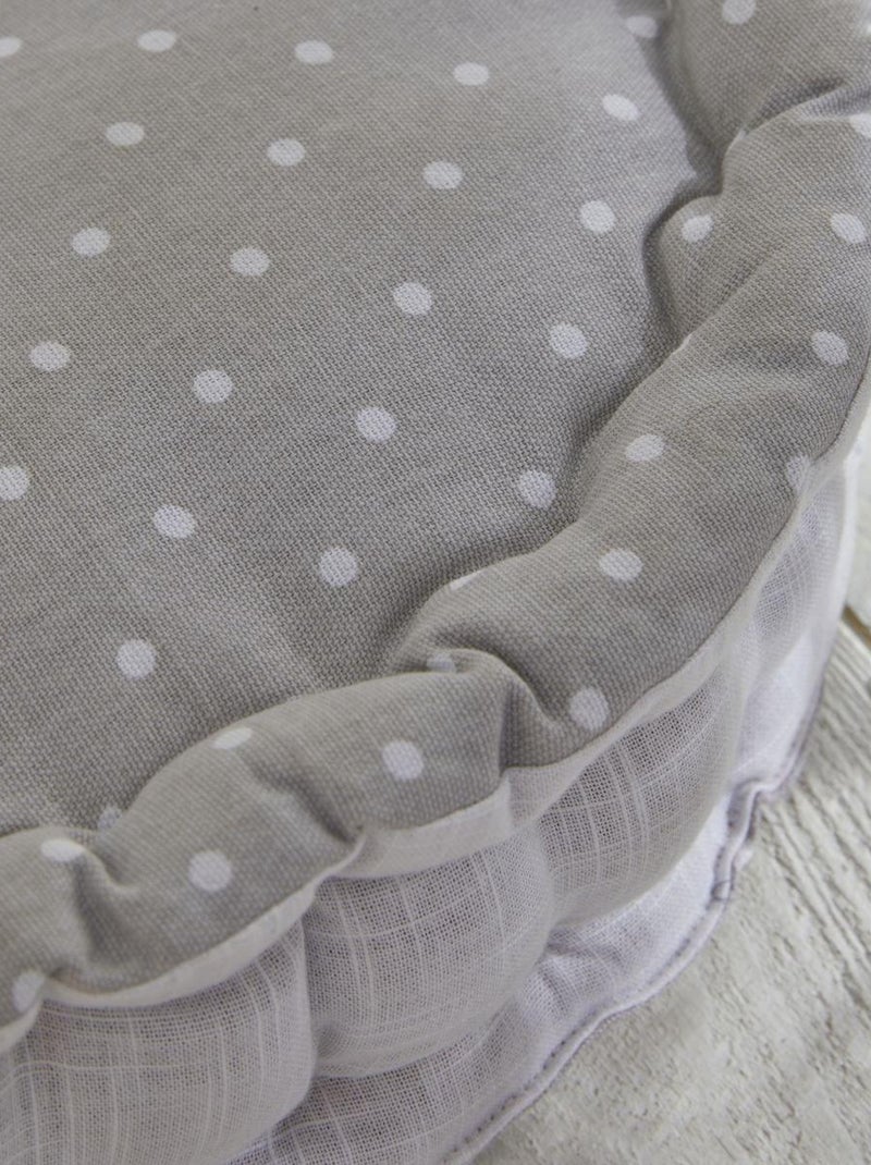 Coussin de sol imprimé a pois coton CHARME Gris clair - Kiabi