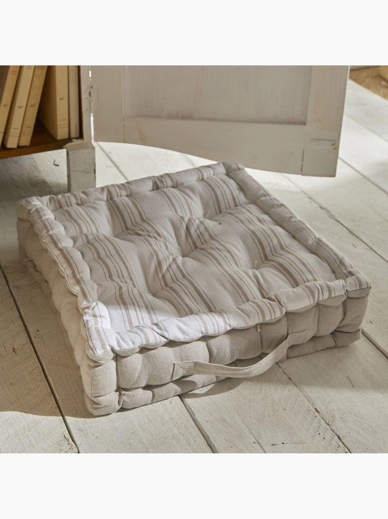 Coussin de sol imprimé rayures coton CHARME Beige - Kiabi