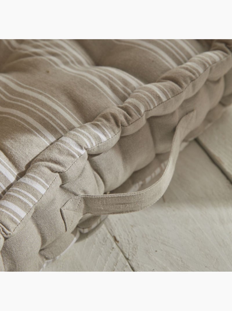 Coussin de sol imprimé rayures coton CHARME Beige - Kiabi