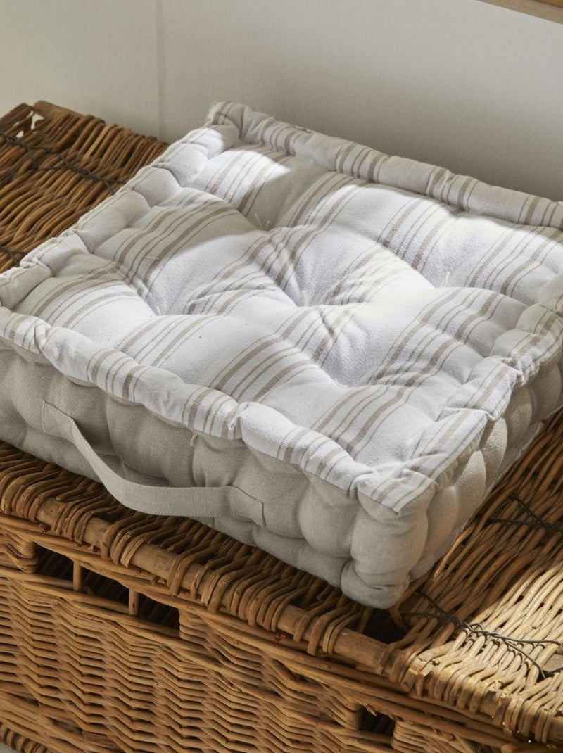 Coussin de sol imprimé rayures coton CHARME Beige - Kiabi