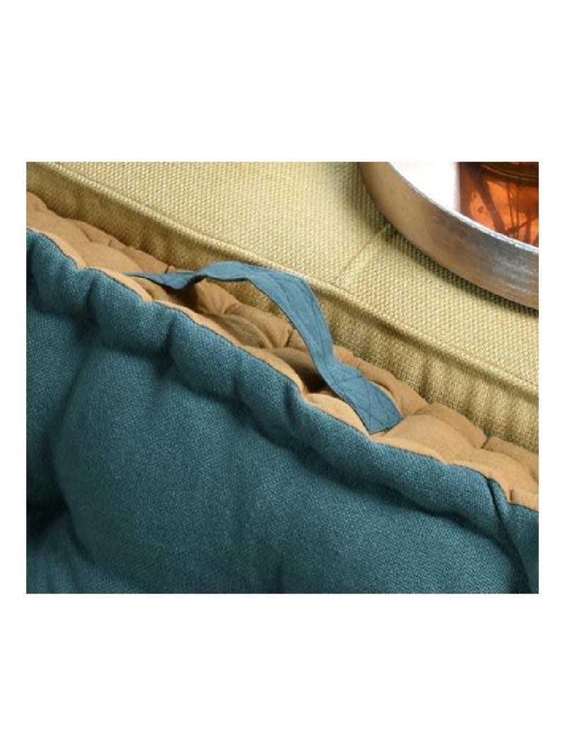 Coussin de sol jute 45 x 45 cm Fleur sawan canard Vert émeraude - Kiabi