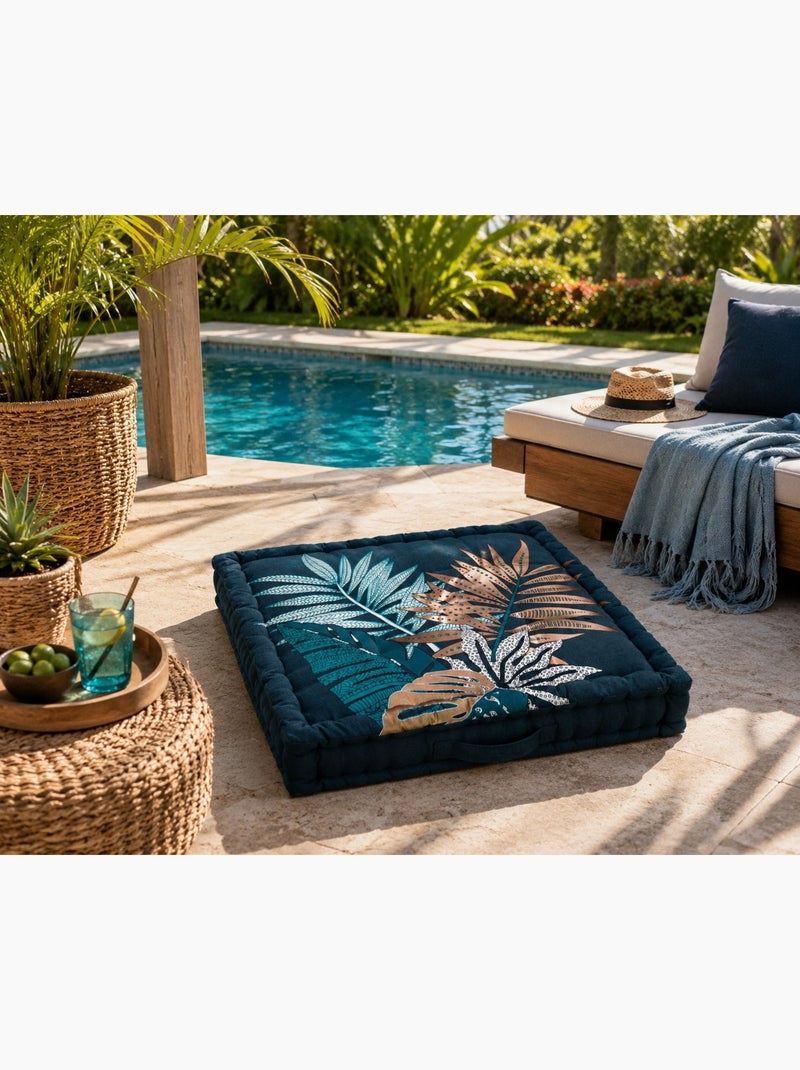 Coussin de sol matelassé en coton Alianor 60cm Bleu - Kiabi
