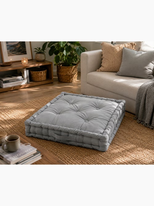 Coussin de sol matelassé en coton gris 60cm - Kiabi Coussin de sol matelassé en coton gris 60cm - Kiabi