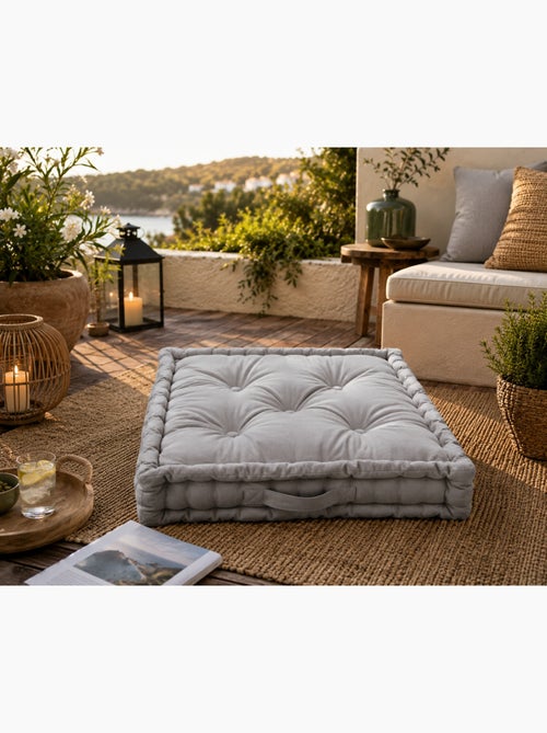 Coussin de sol matelassé en coton gris 60cm - Kiabi Coussin de sol matelassé en coton gris 60cm - Kiabi