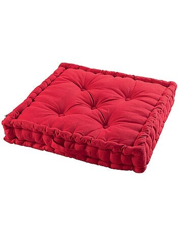 Coussin de sol matelassé en coton Rouge 60cm