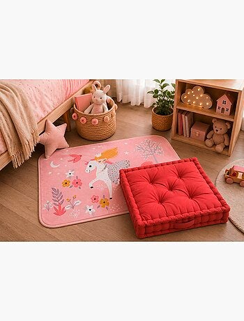 Coussin de sol matelassé en coton Rouge 60cm