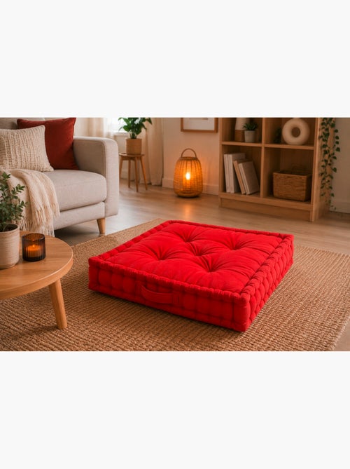 Coussin de sol matelassé en coton Rouge 60cm - Kiabi Coussin de sol matelassé en coton Rouge 60cm - Kiabi