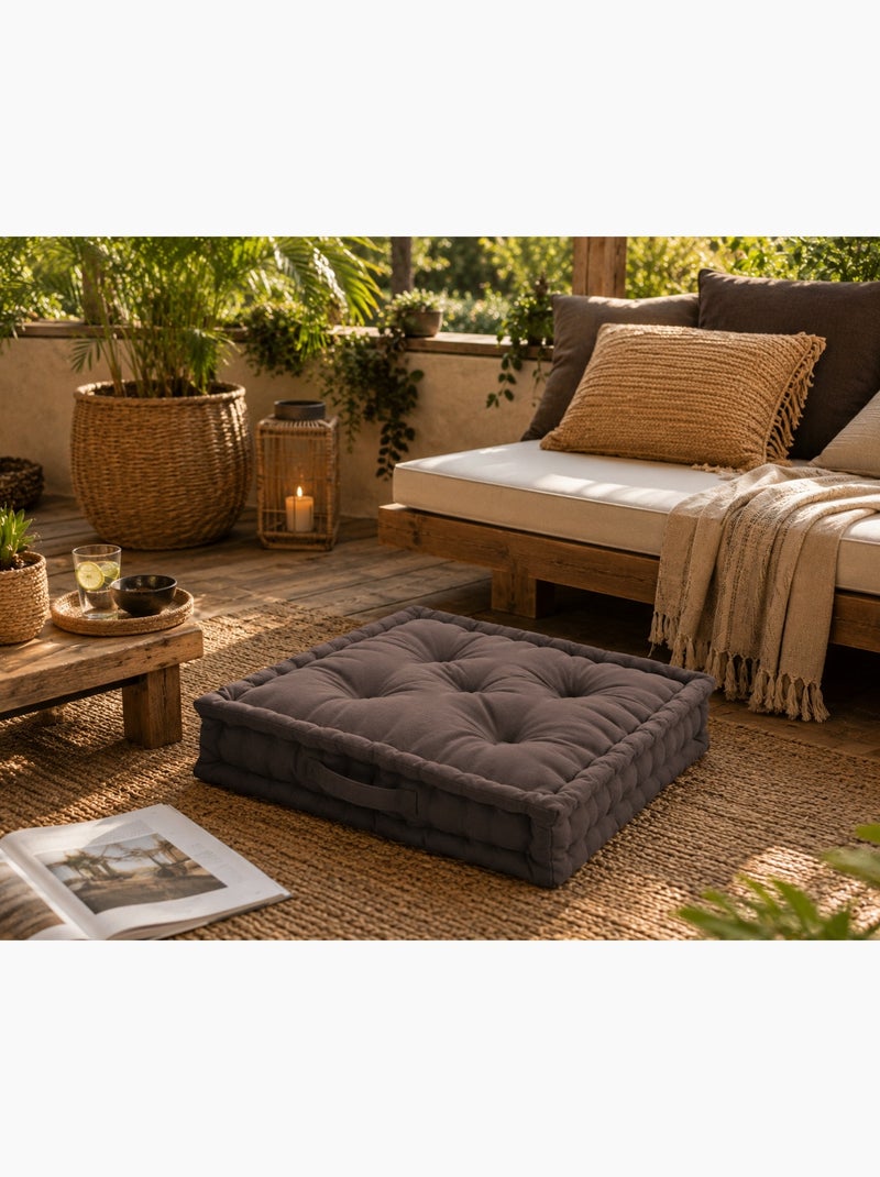 Coussin de sol matelassé en coton Taupe 60 x 60 cm Taupe - Kiabi