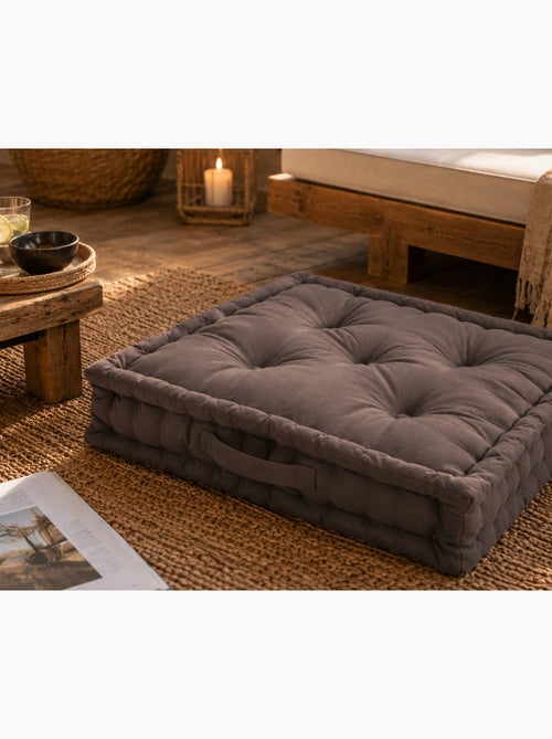 Coussin de sol matelassé en coton Taupe 60 x 60 cm - Kiabi Coussin de sol matelassé en coton Taupe 60 x 60 cm - Kiabi