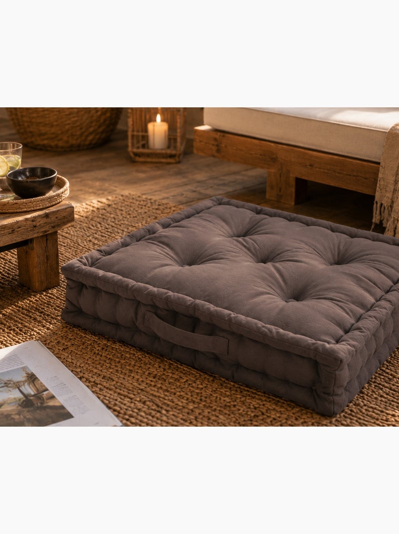 Coussin de sol matelassé en coton Taupe 60 x 60 cm Taupe - Kiabi