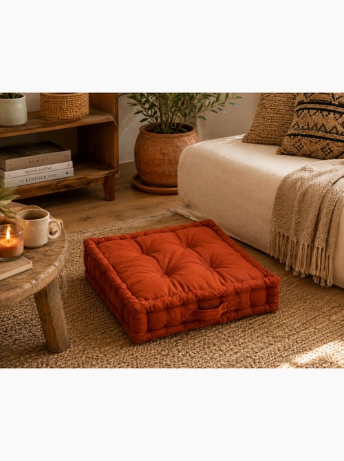 Coussin de sol matelassé en coton terracotta 45cm - Kiabi Coussin de sol matelassé en coton terracotta 45cm - Kiabi