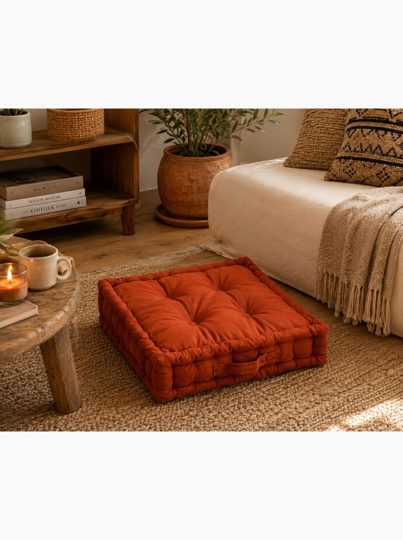 Coussin de sol matelassé en coton terracotta 45cm Terracotta - Kiabi