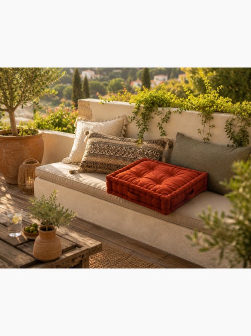 Coussin de sol matelassé en coton terracotta 45cm - Kiabi Coussin de sol matelassé en coton terracotta 45cm - Kiabi