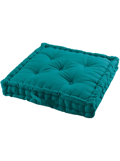 Coussin de sol matelassé en coton vert Emeraude 60cm - Kiabi Coussin de sol matelassé en coton vert Emeraude 60cm - Kiabi