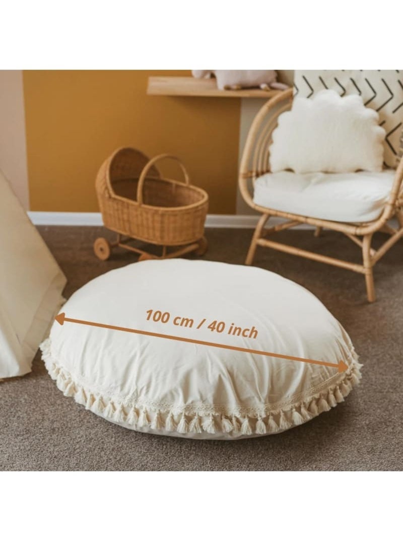 Coussin de sol pompons Crème - Kiabi
