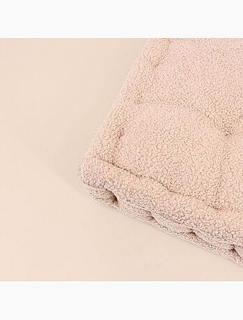 Coussin de sol tissu bouclette beige 40x40cm