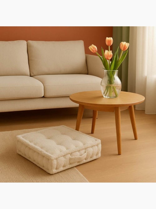 Coussin de sol tissu bouclette beige 40x40cm - Kiabi