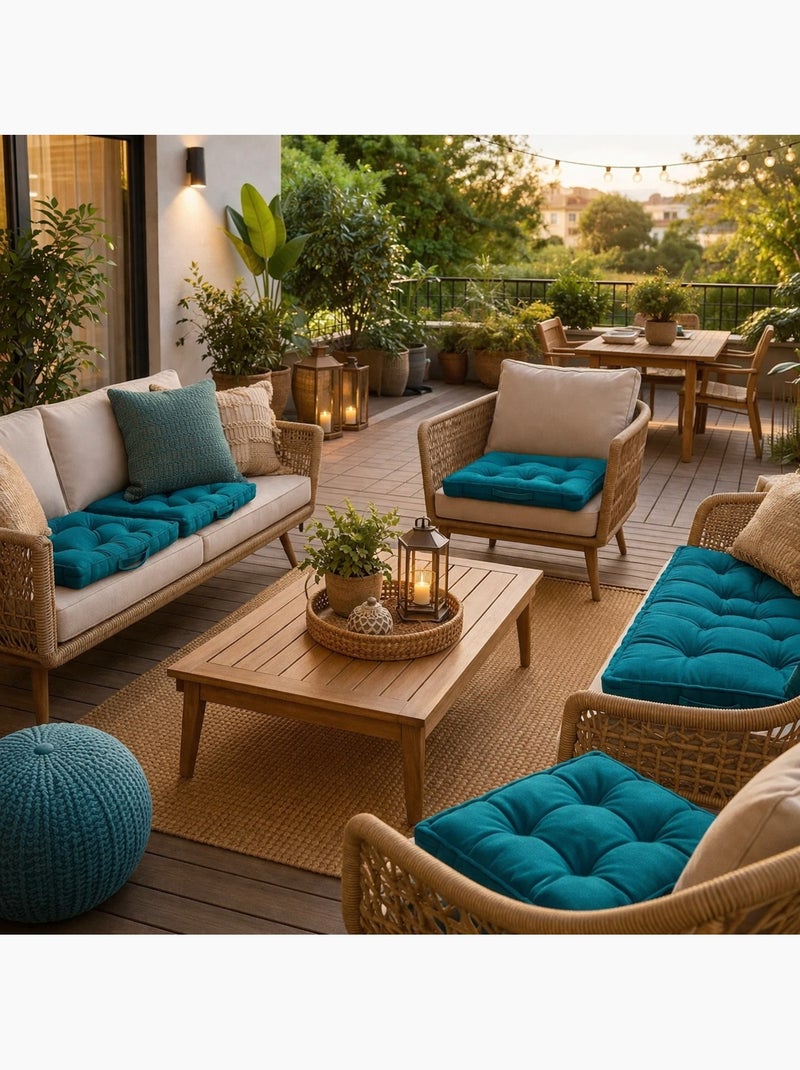 Coussin de sol uni en coton Panama Bleu canard - Kiabi