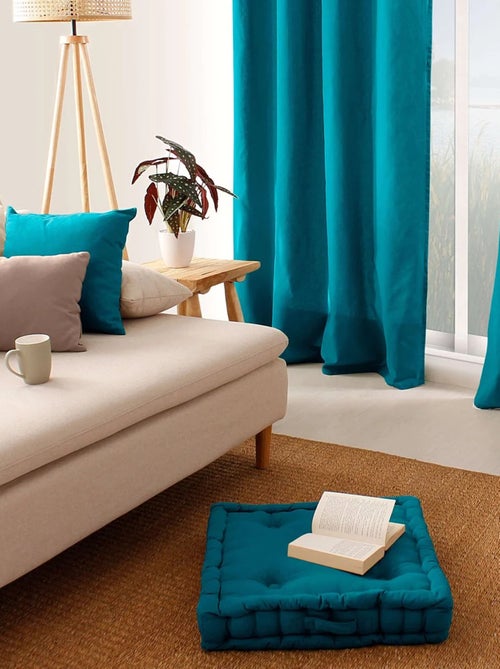 Coussin de sol uni en coton Panama - Kiabi