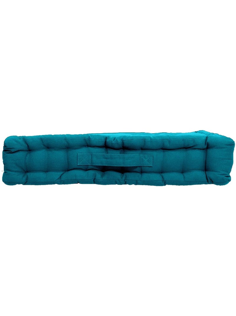 Coussin de sol uni en coton Panama Bleu canard - Kiabi