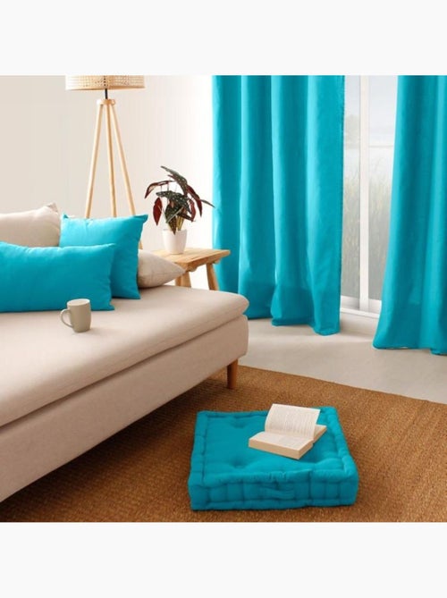 Coussin de sol uni en coton panama - Kiabi