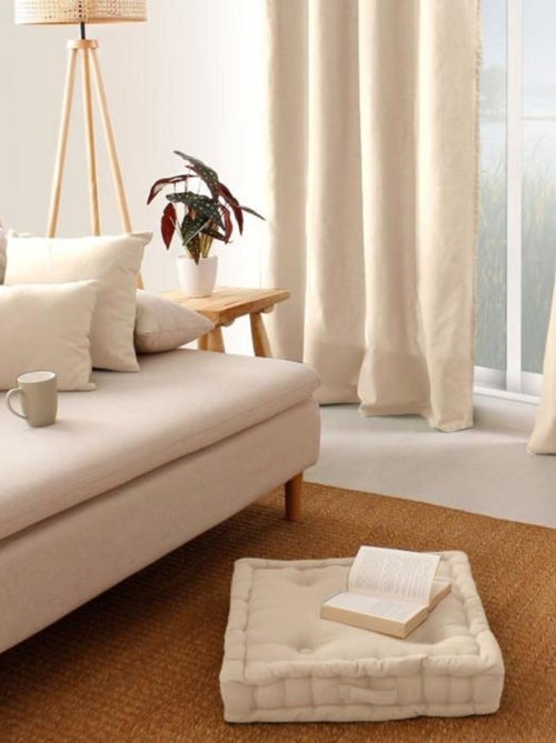 Coussin de sol uni en coton Panama - Kiabi